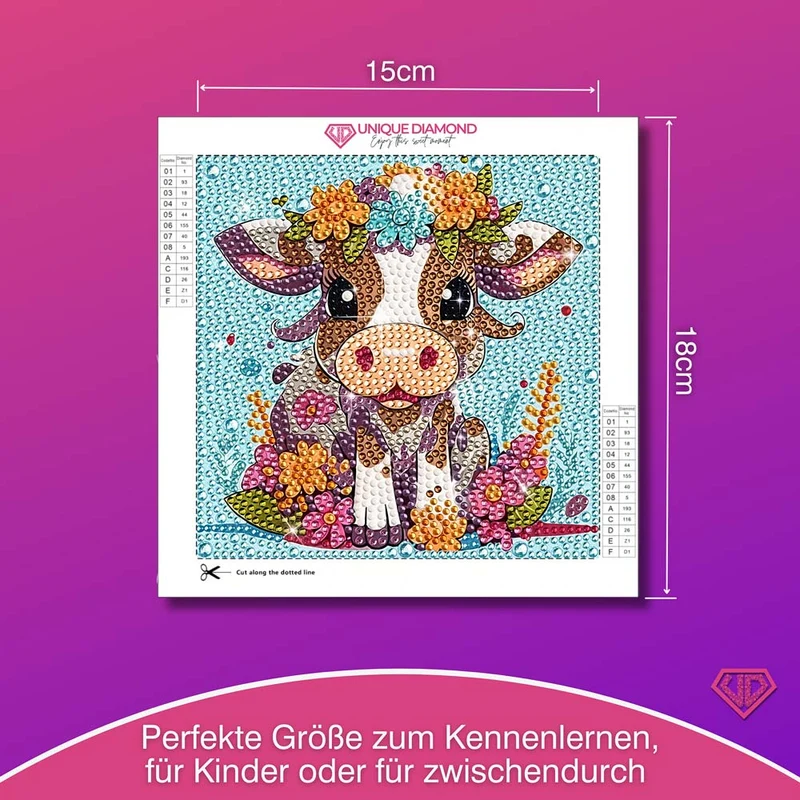 5D Diamond Painting Blumen-Kälbchen Lotta mit Strasssteinchen