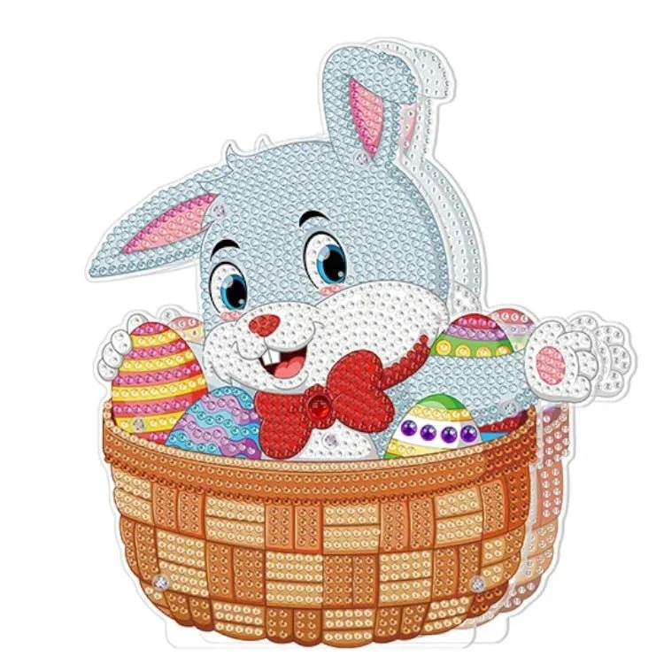 Osterhase im Osterkorb mit LED - Diamond Painting