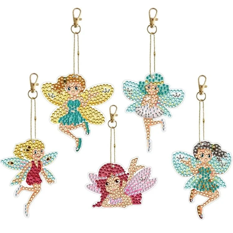 Diamond Painting Schlüsselanhänger Elfe 5er Set DIY Bastelset