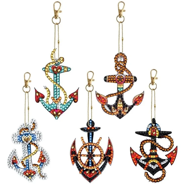 Diamond Painting Schlüsselanhänger Anker 5er Set DIY Bastelset