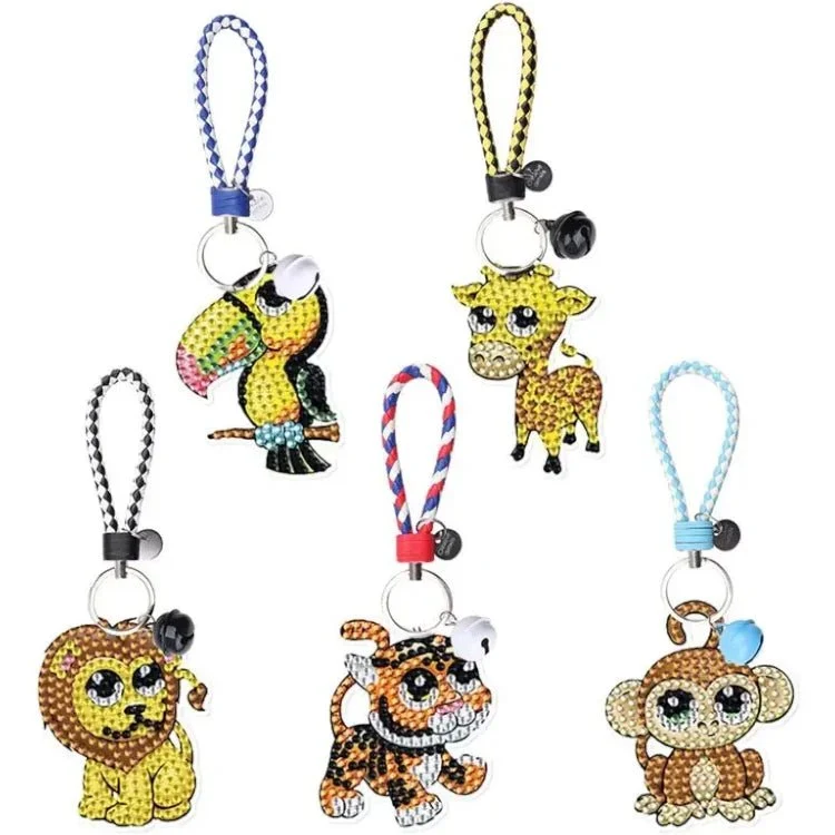 Diamond Painting Schlüsselanhänger Tiere Afrikas 5er Set DIY Bastelset