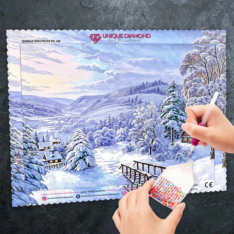 5D Diamond Painting – Dorf im Winter