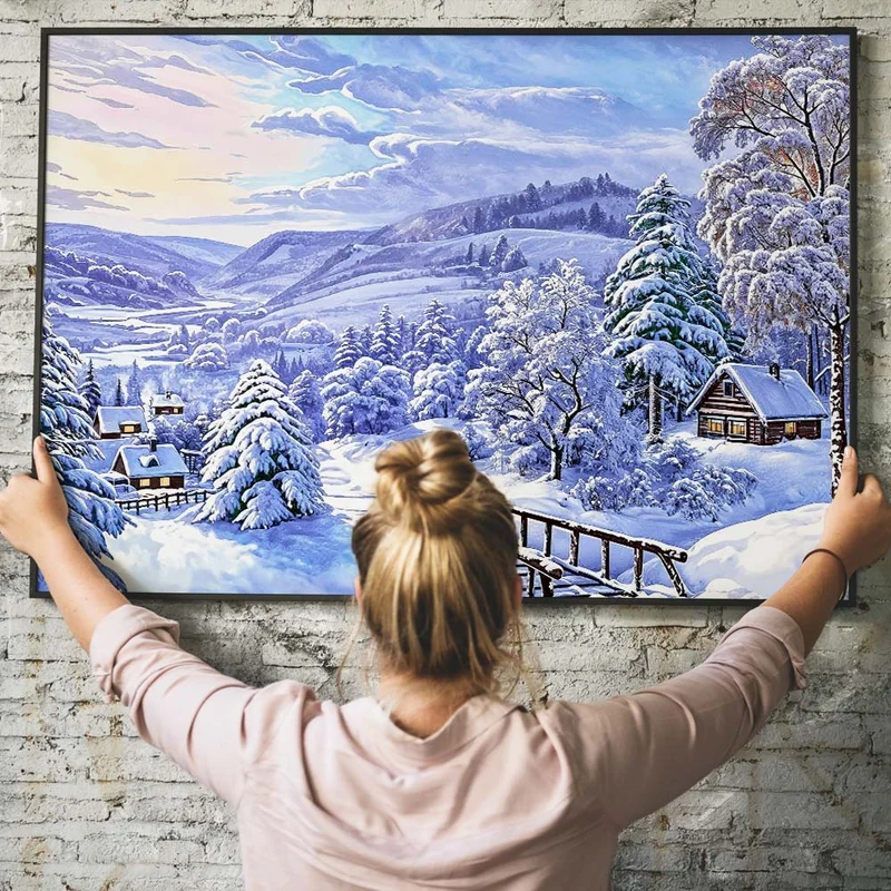 5D Diamond Painting – Dorf im Winter