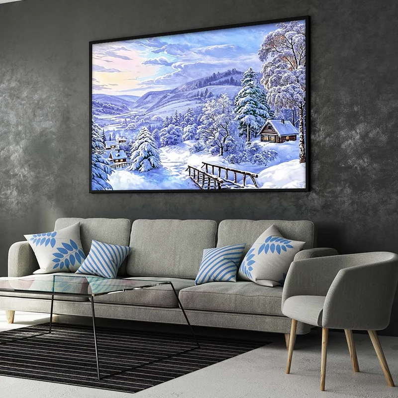 5D Diamond Painting – Dorf im Winter