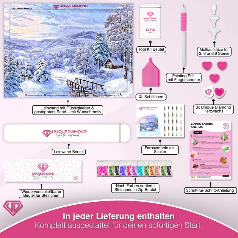 5D Diamond Painting – Dorf im Winter