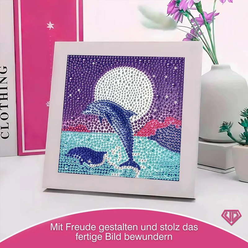 5D Diamond Painting Silbermond der Meere mit Strasssteinchen