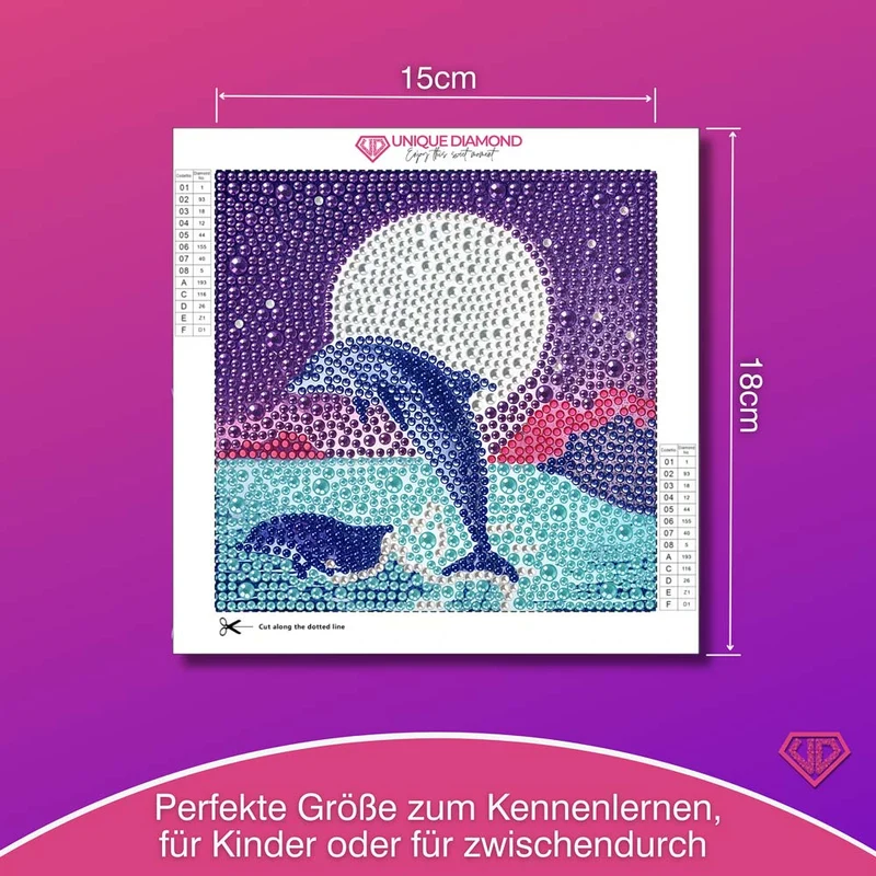 5D Diamond Painting Silbermond der Meere mit Strasssteinchen