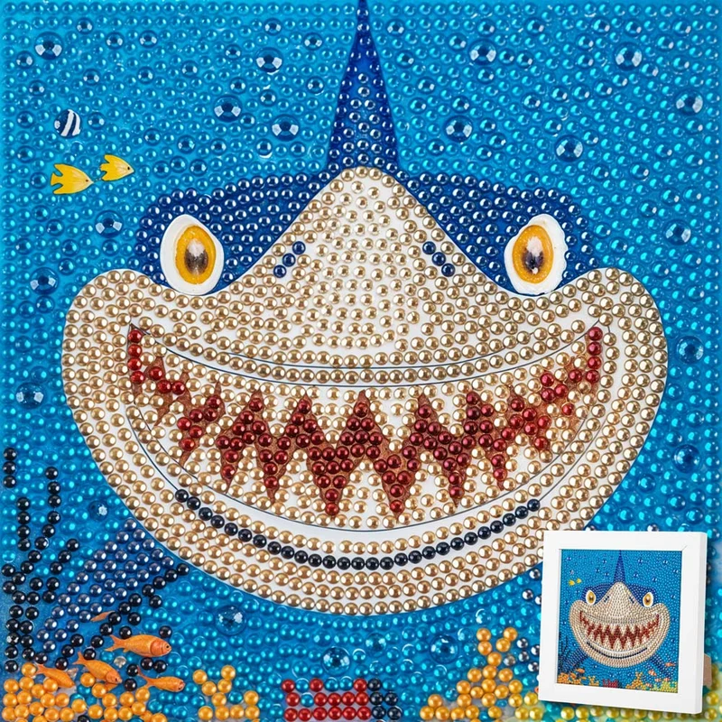 5D Diamond Painting Hai mit Strasssteinchen