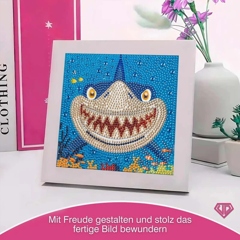 5D Diamond Painting Hai mit Strasssteinchen