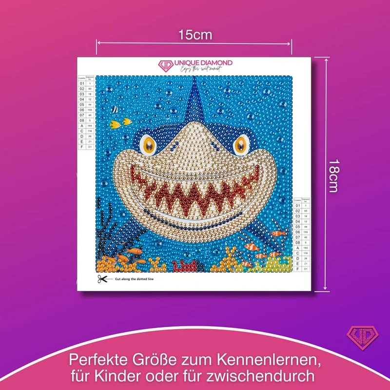 5D Diamond Painting Hai mit Strasssteinchen