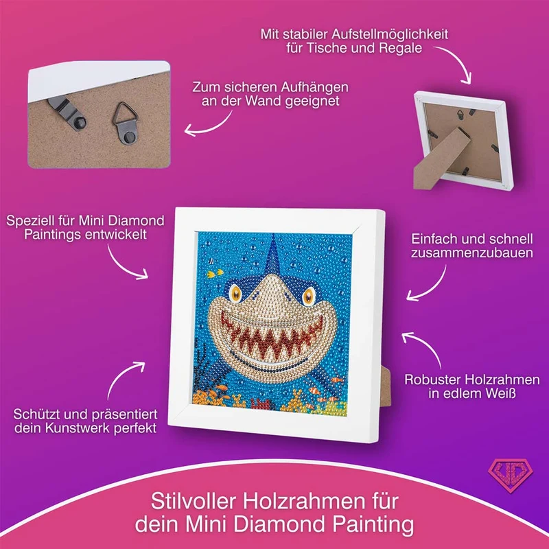5D Diamond Painting Hai mit Strasssteinchen