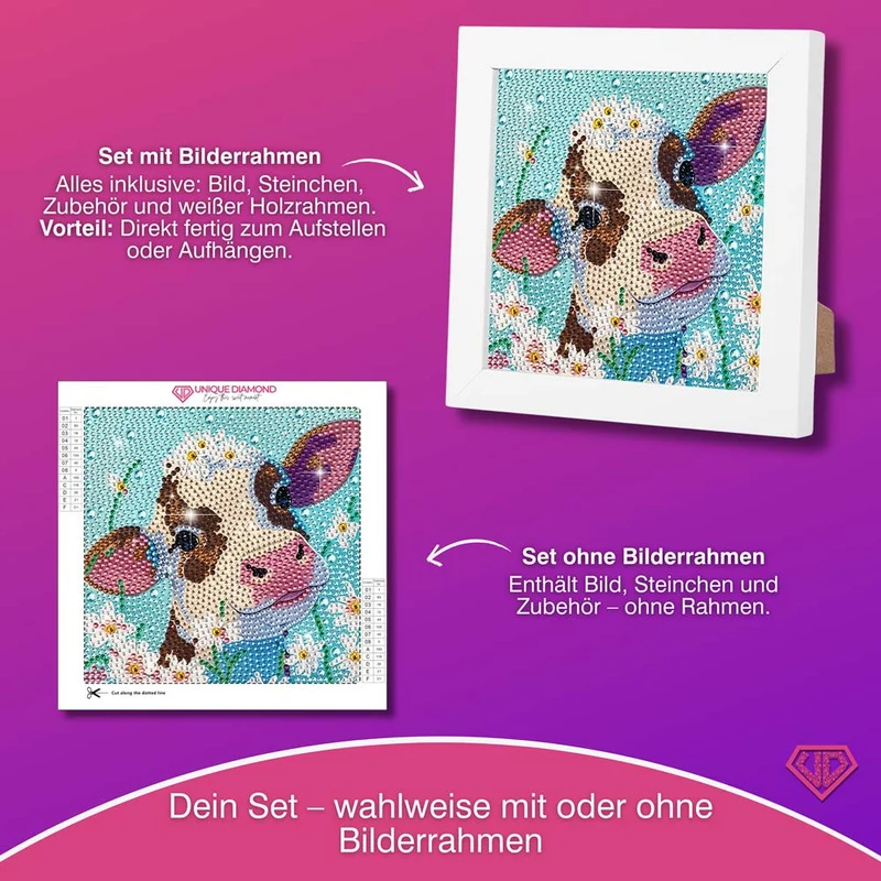 5D Diamond Painting Blumenkalb Fleurchen mit Strasssteinchen