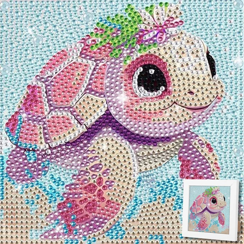 5D Diamond Painting Schildkröte mit Strasssteinchen