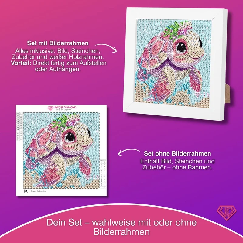 5D Diamond Painting Schildkröte mit Strasssteinchen