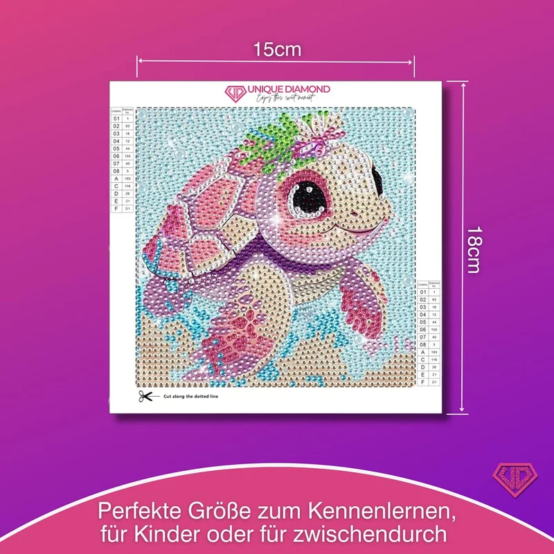 5D Diamond Painting Schildkröte mit Strasssteinchen