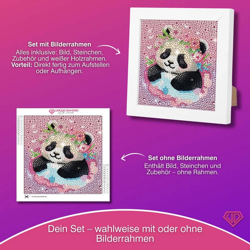 5D Diamond Painting Panda-Prinzessin Miyu mit Strasssteinchen