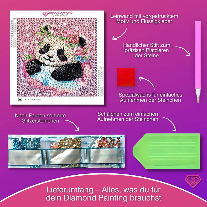 5D Diamond Painting Panda-Prinzessin Miyu mit Strasssteinchen