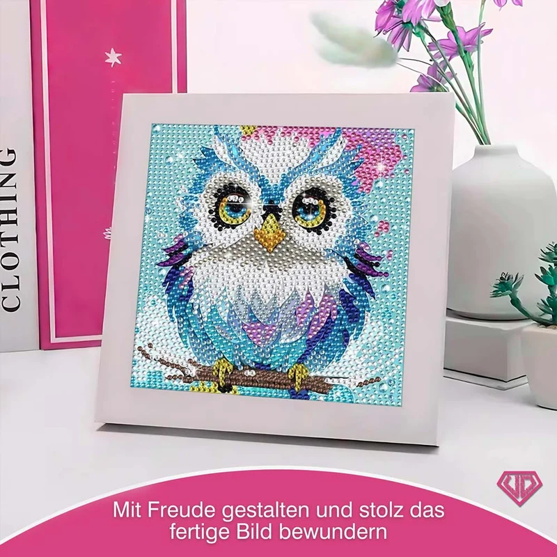 5D Diamond Painting Weisheits-Eule Aurelia mit Strasssteinchen