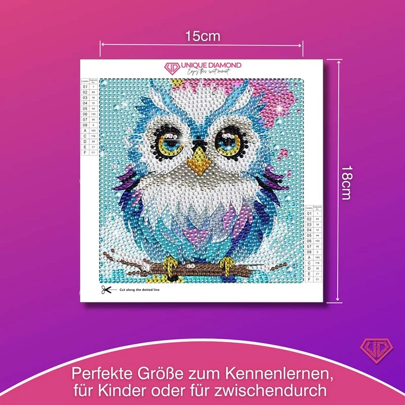 5D Diamond Painting Weisheits-Eule Aurelia mit Strasssteinchen