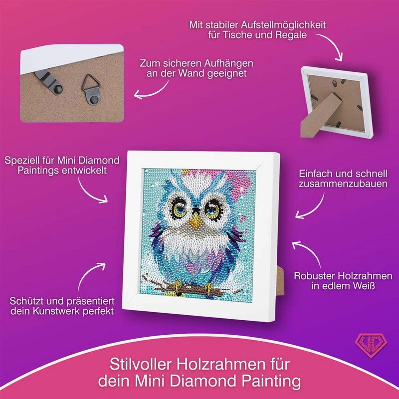 5D Diamond Painting Weisheits-Eule Aurelia mit Strasssteinchen