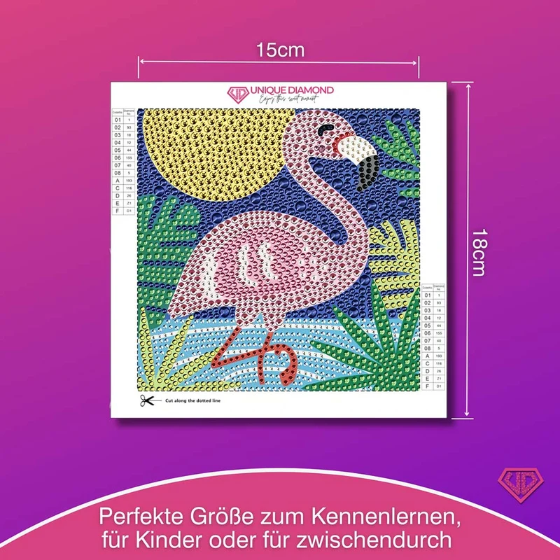 5D Diamond Painting Flamingo Luna im Sonnenlicht mit Strasssteinche
