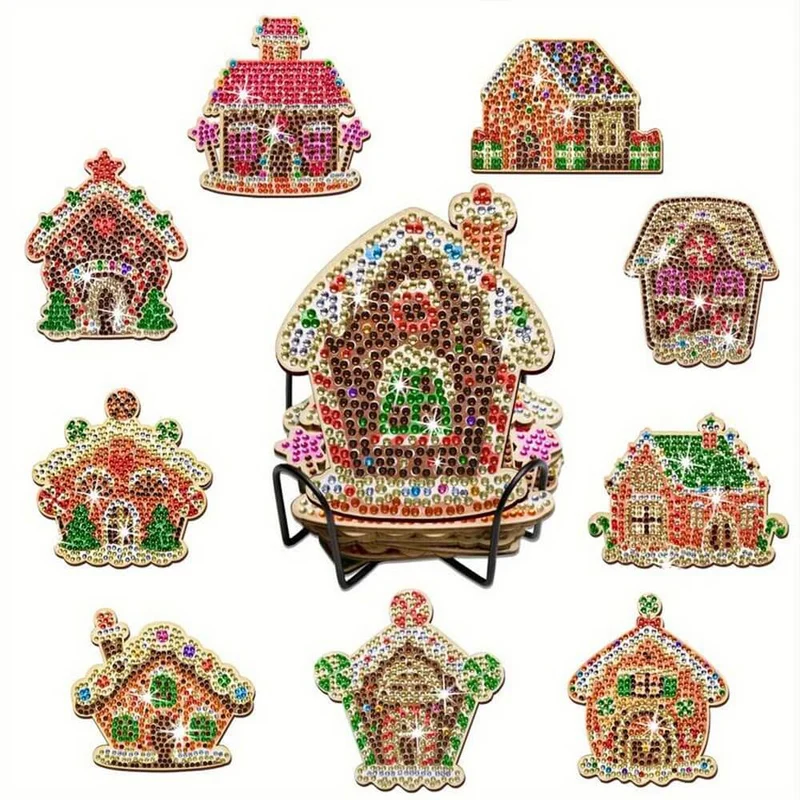 5D Diamond Painting Untersetzer Weihnachtshäuser