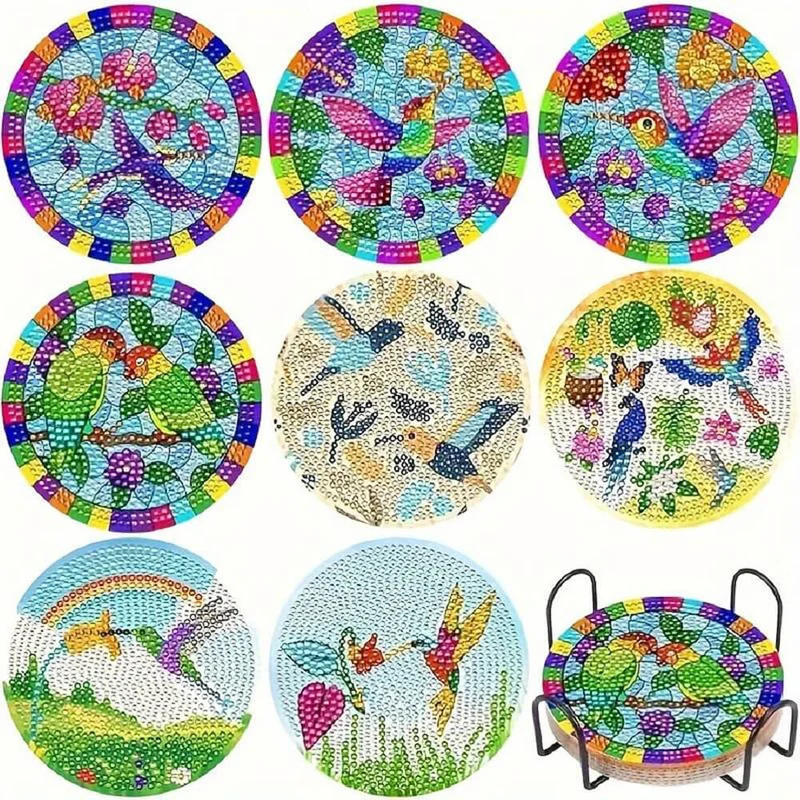 5D Diamond Painting Untersetzer Kolibri
