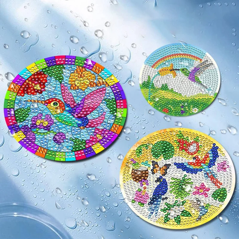 5D Diamond Painting Untersetzer Kolibri