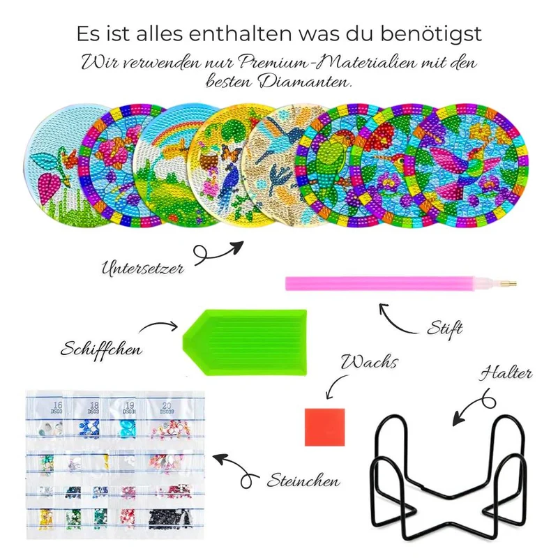 5D Diamond Painting Untersetzer Kolibri