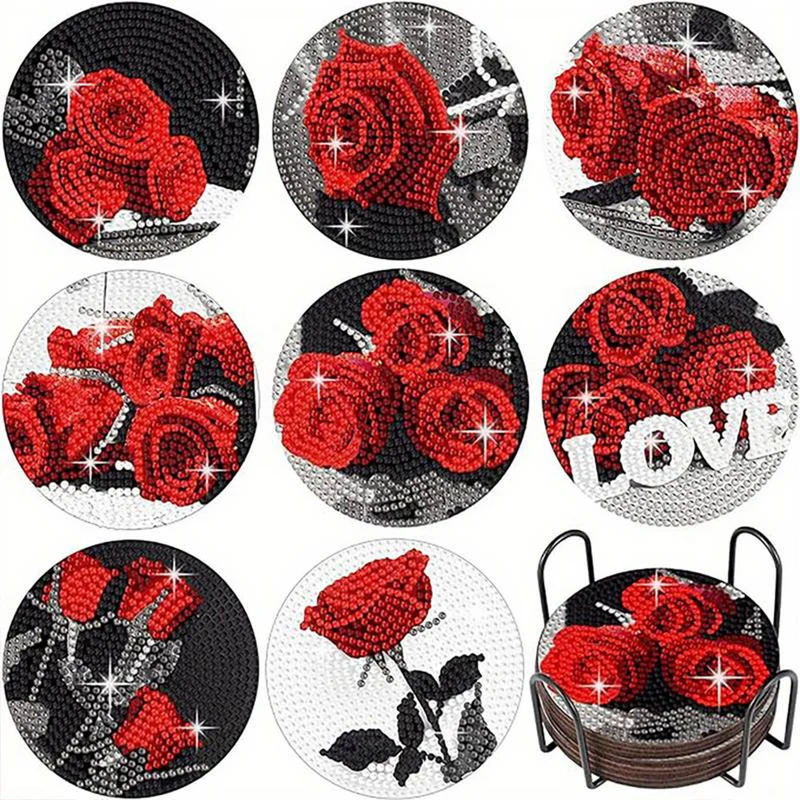 5D Diamond Painting Untersetzer Rosen