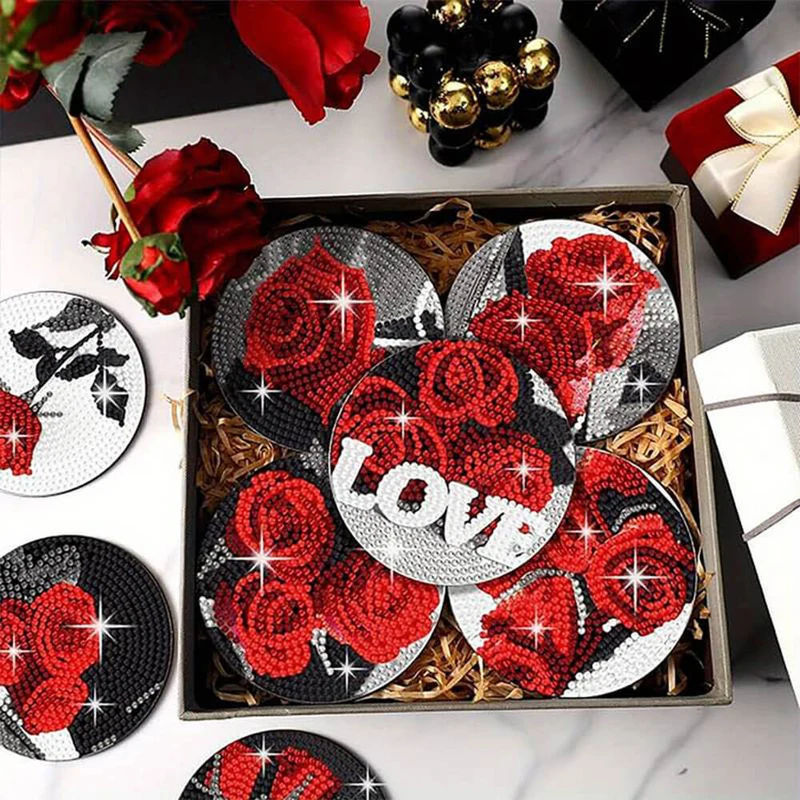 5D Diamond Painting Untersetzer Rosen
