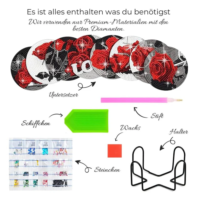 5D Diamond Painting Untersetzer Rosen