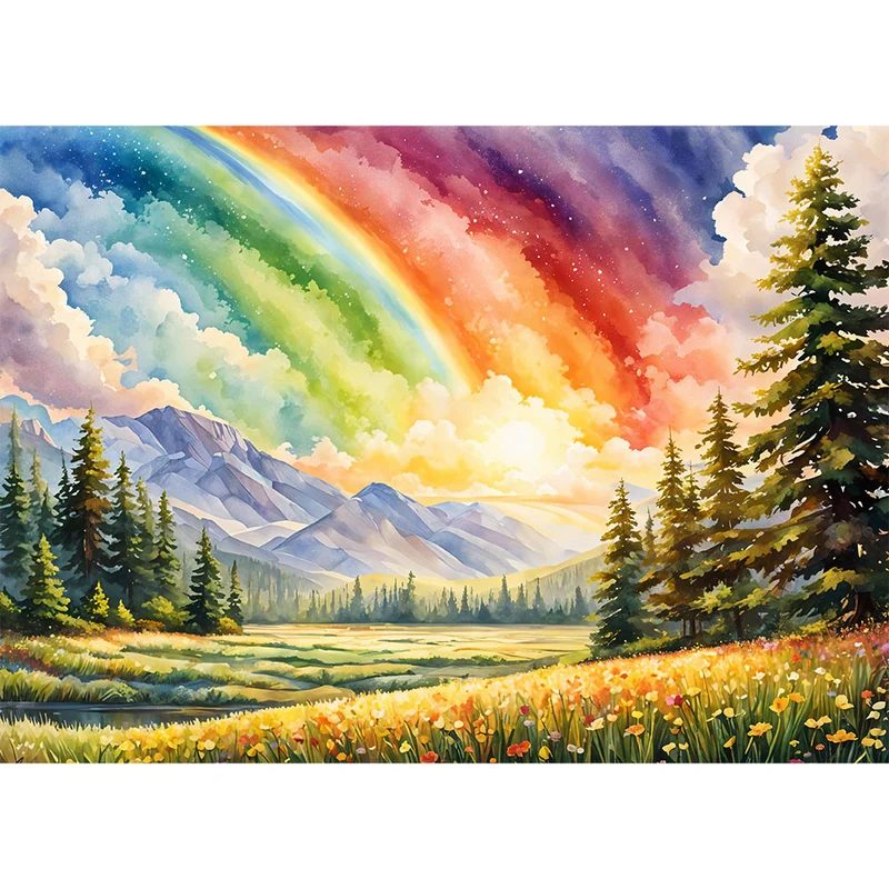 5D Diamond Painting – Rainbow Landscape