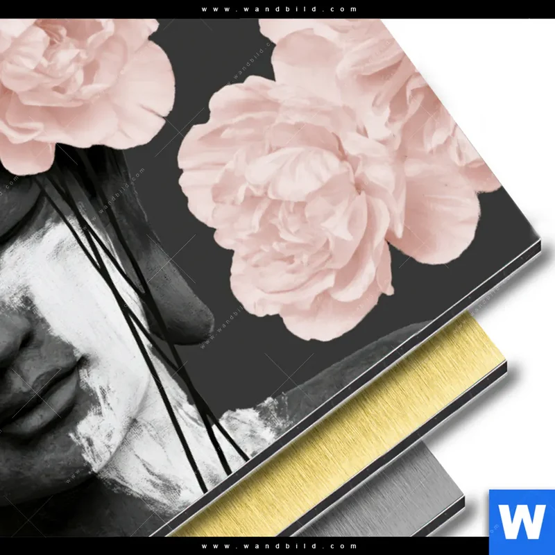 Aluminiumbild gebürstet | Buddha - Blüten der Stille | Querformat