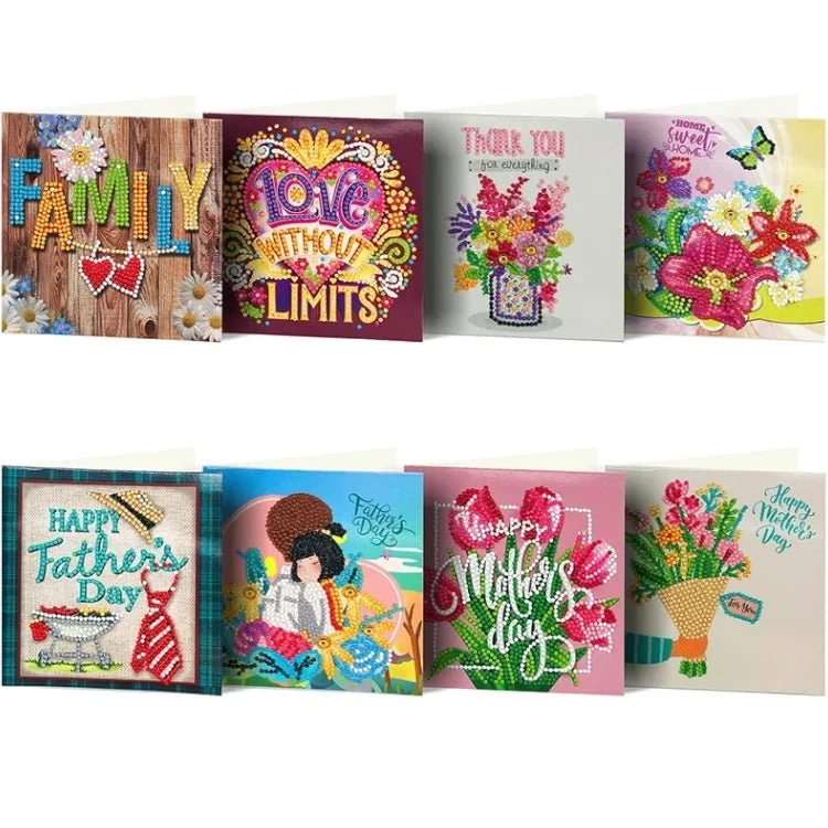 Diamond Painting Grußkarten verschiedene Anlässe (8x) – DIY Karten Set