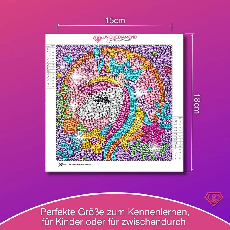 5D Diamond Painting Einhorn-Königin Celestina mit Strasssteinchen