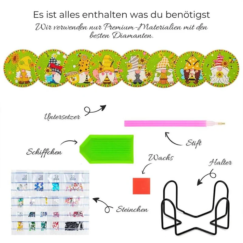 5D Diamond Painting Untersetzer Grüne Wichtel