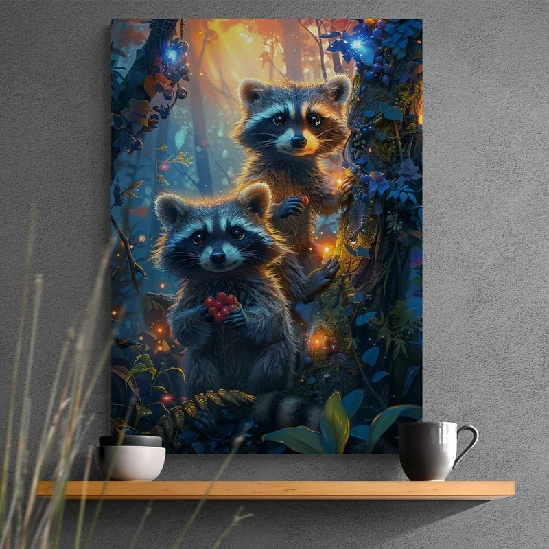 5D Diamond Painting – Enchanted Raccoon Family