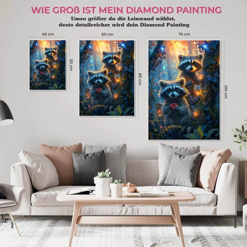 5D Diamond Painting – Enchanted Raccoon Family