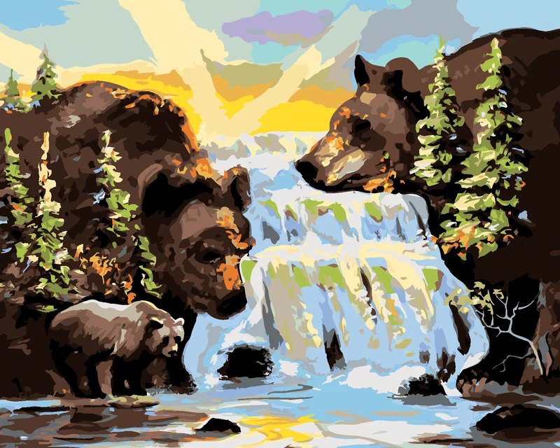 Diamond painting - BÄR UND WASSERFALL (D. RUSTY RUST)