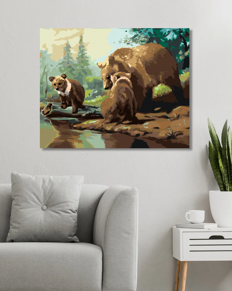 Diamond painting - BÄR MIT JUNGEN AM FLUSS (D. RUSTY RUST)