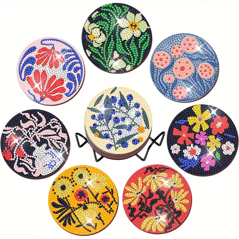 Diamond Painting Untersetzer Blumen 8 Stück