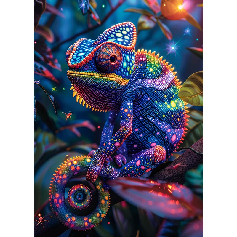 5D Diamond Painting – Rainbow Chameleon Delight