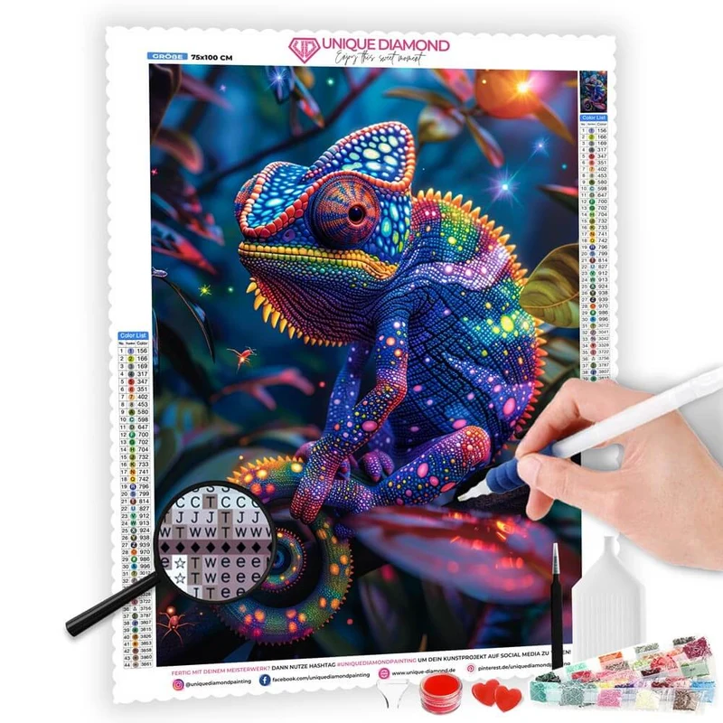 5D Diamond Painting – Rainbow Chameleon Delight