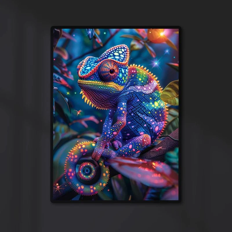 5D Diamond Painting – Rainbow Chameleon Delight