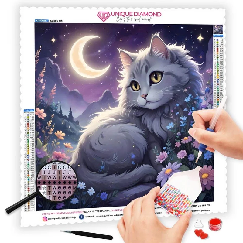 5D Diamond Painting – Moonlit Feline Fantasy