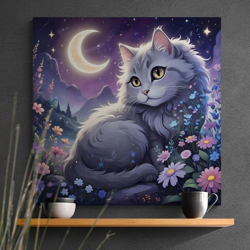 5D Diamond Painting – Moonlit Feline Fantasy