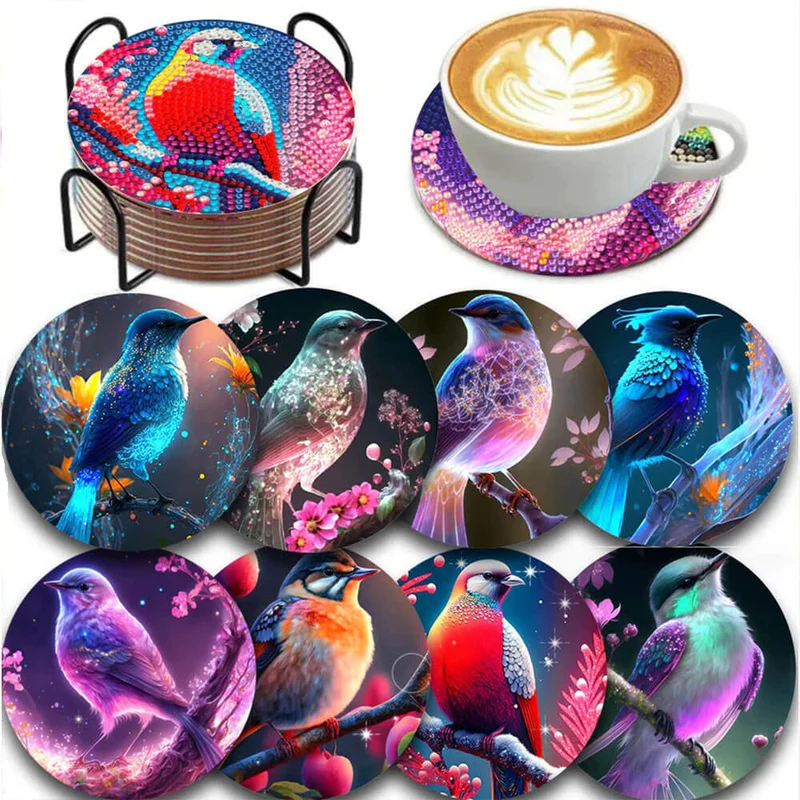 5D Diamond Painting Untersetzer Glimmering Birdsong