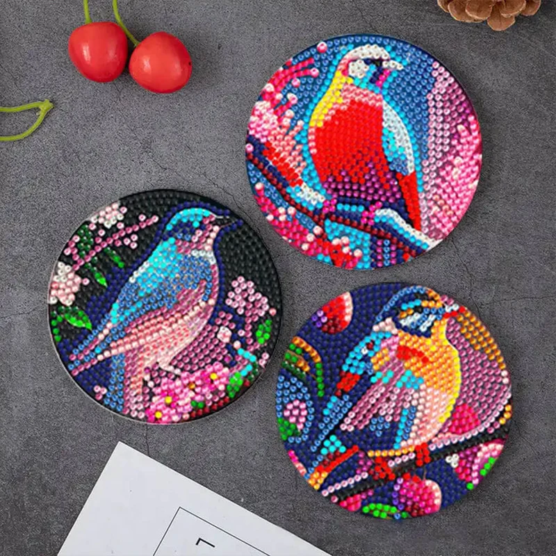 5D Diamond Painting Untersetzer Glimmering Birdsong