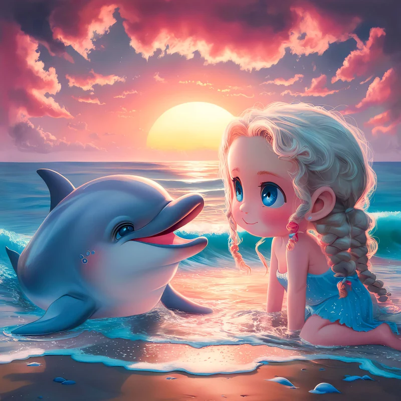 5D Diamond Painting – Child With Dolphin